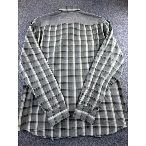 Kenneth Cole Reaction Shirt Mens XLarge Green Plaid Button Up Long Sleeve Cotton - Picture 11 of 15